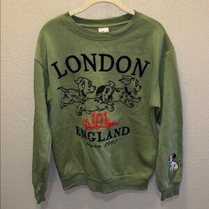 Disney 101 Dalmatians London England Sweatshirt Sweater Green Size Medium